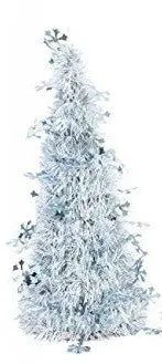 15" Christmas Tinsel Tree with Snowflake Icons (1ct)