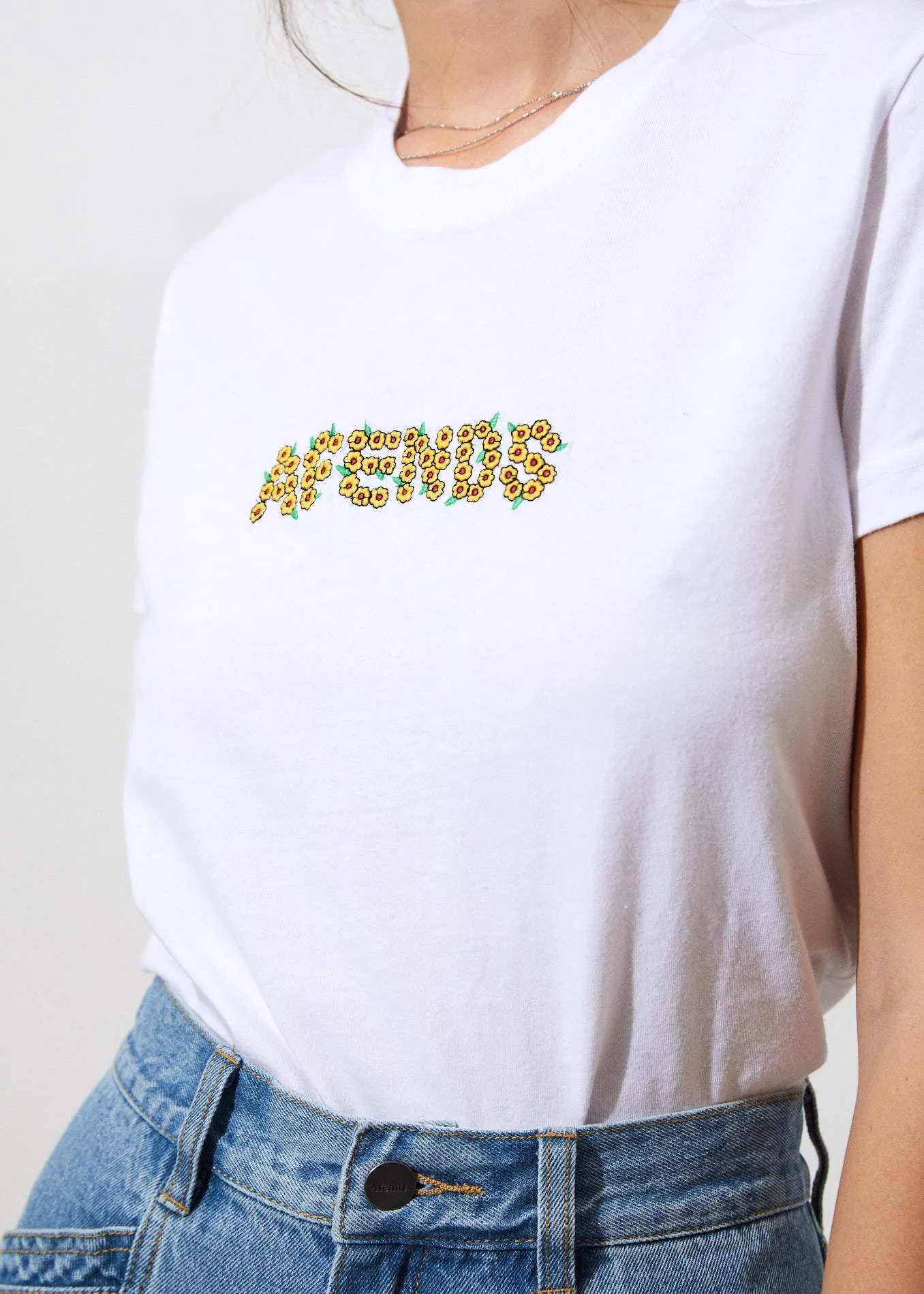 Afends Womens Brodie Bloom - Standard Fit Tee - White