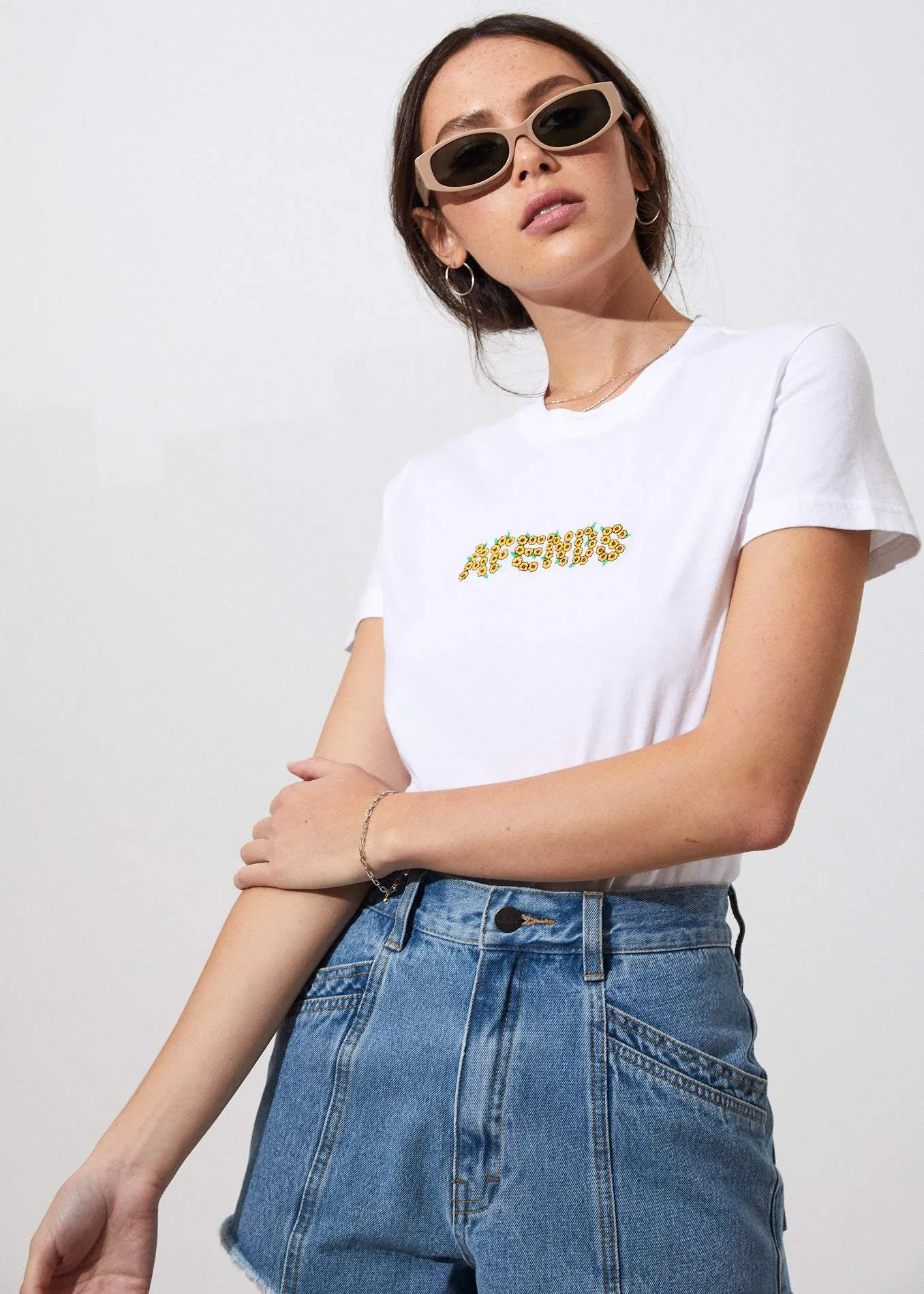 Afends Womens Brodie Bloom - Standard Fit Tee - White