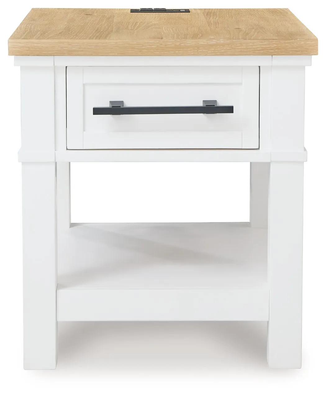 Ashbryn - White / Natural - Rectangular End Table