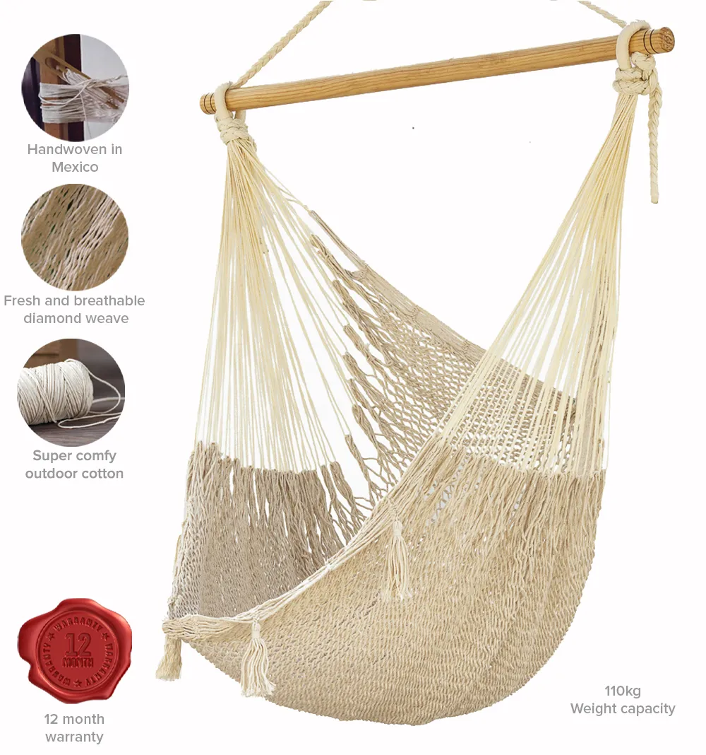 Authentic Mexican Hammock swing chair in Ivory Cotton