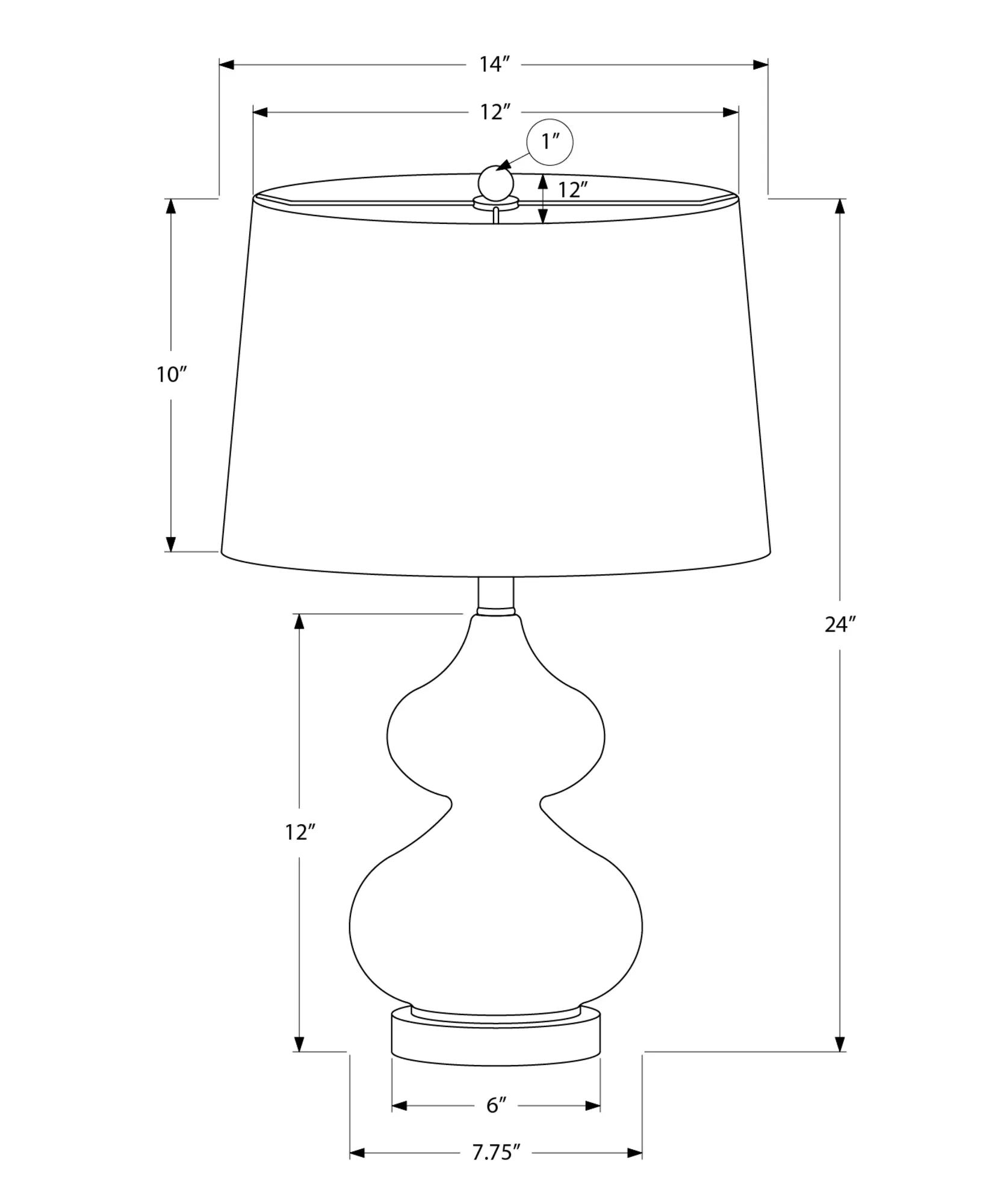 AzureGlo Contemporary Lamp - 24” Blue Glass with Ivory Shade