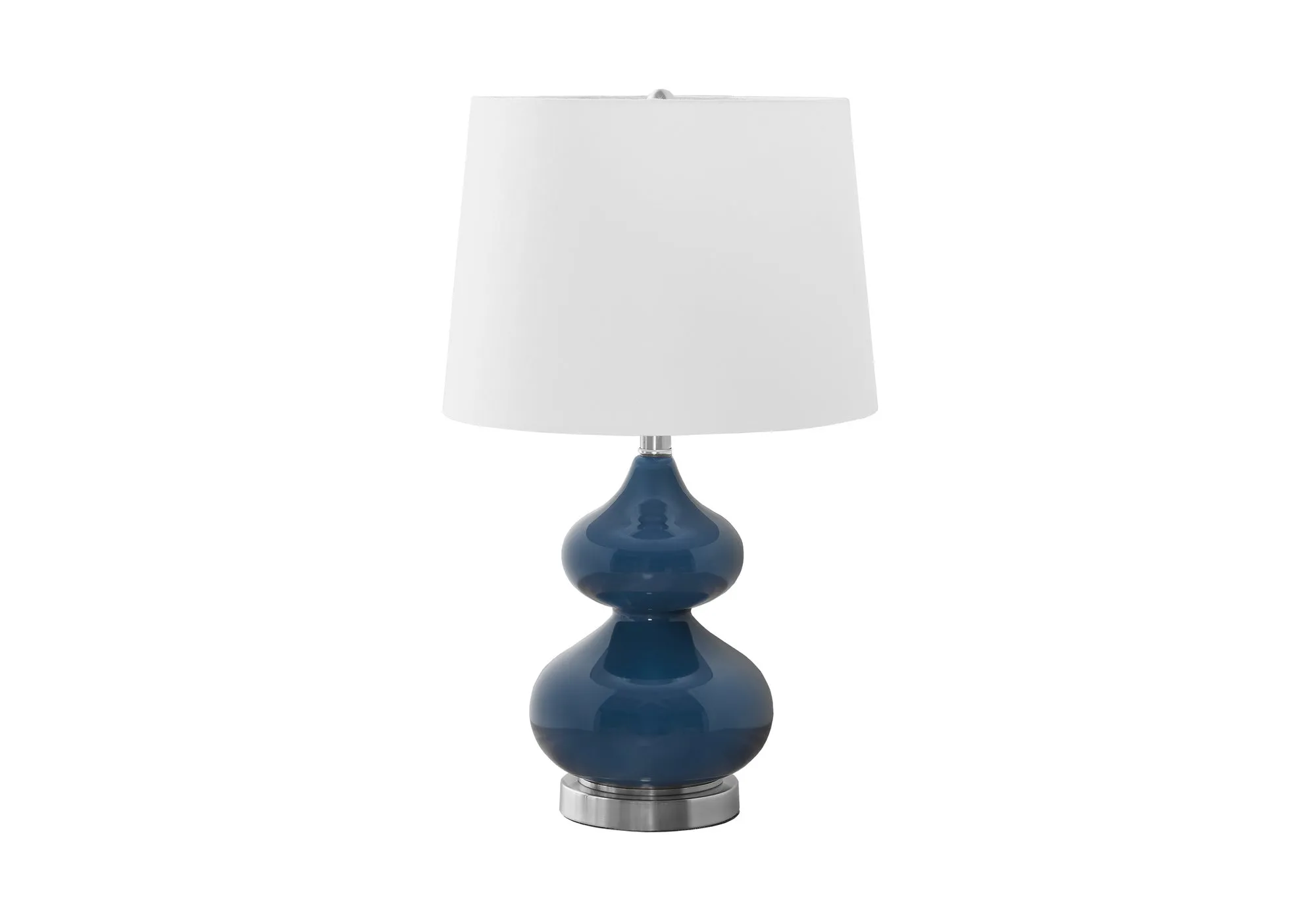 AzureGlo Contemporary Lamp - 24” Blue Glass with Ivory Shade