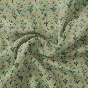 Beautiful Green Seamless Motif Flower Digital Printed Fabric - Rayon