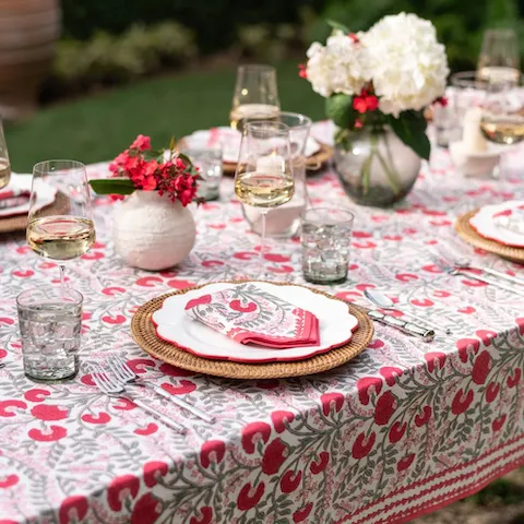 Cactus Flower Scarlet & Rose Tablecloth 60"x 120"