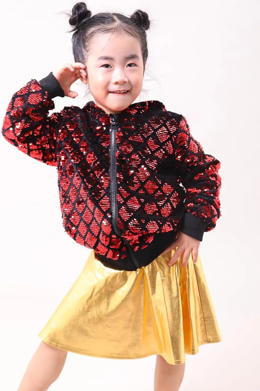 Cilucu Kids Jackets Girls Boys Plaid Sequin Zipper Coat Jacket for Toddler Girls Birthday Outerwear Clothes