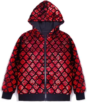 Cilucu Kids Jackets Girls Boys Plaid Sequin Zipper Coat Jacket for Toddler Girls Birthday Outerwear Clothes