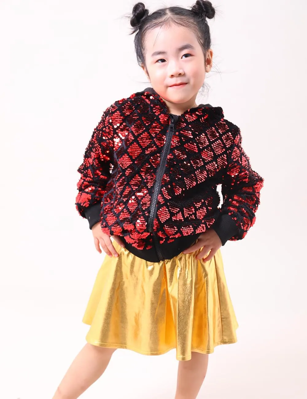 Cilucu Kids Jackets Girls Boys Plaid Sequin Zipper Coat Jacket for Toddler Girls Birthday Outerwear Clothes