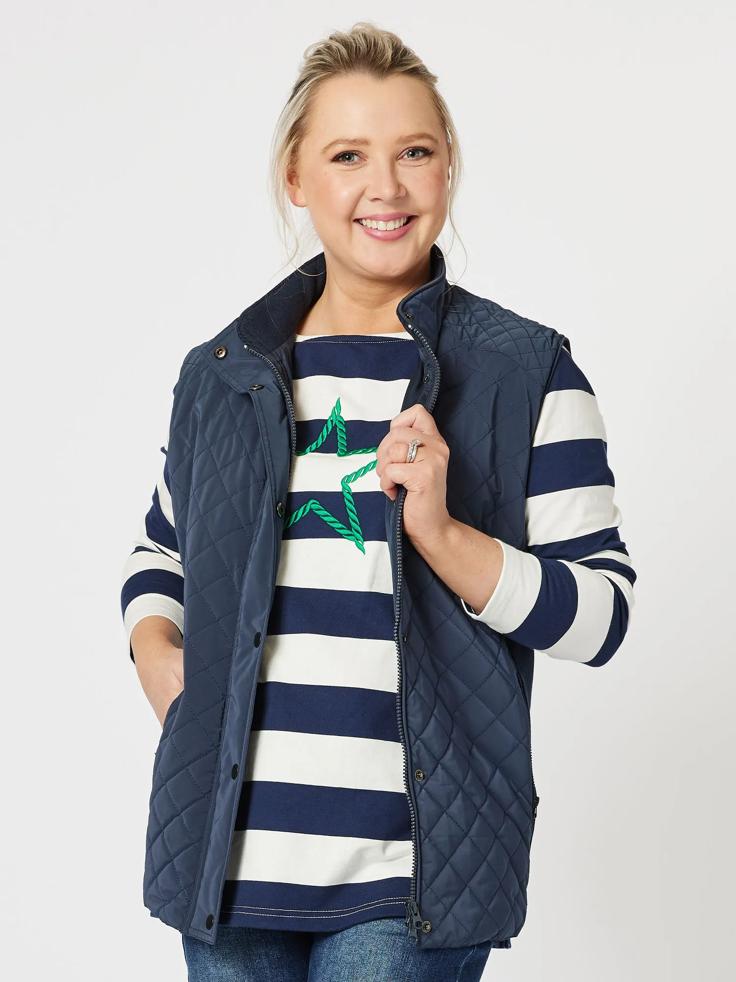 Clover Stripe Tee - Navy