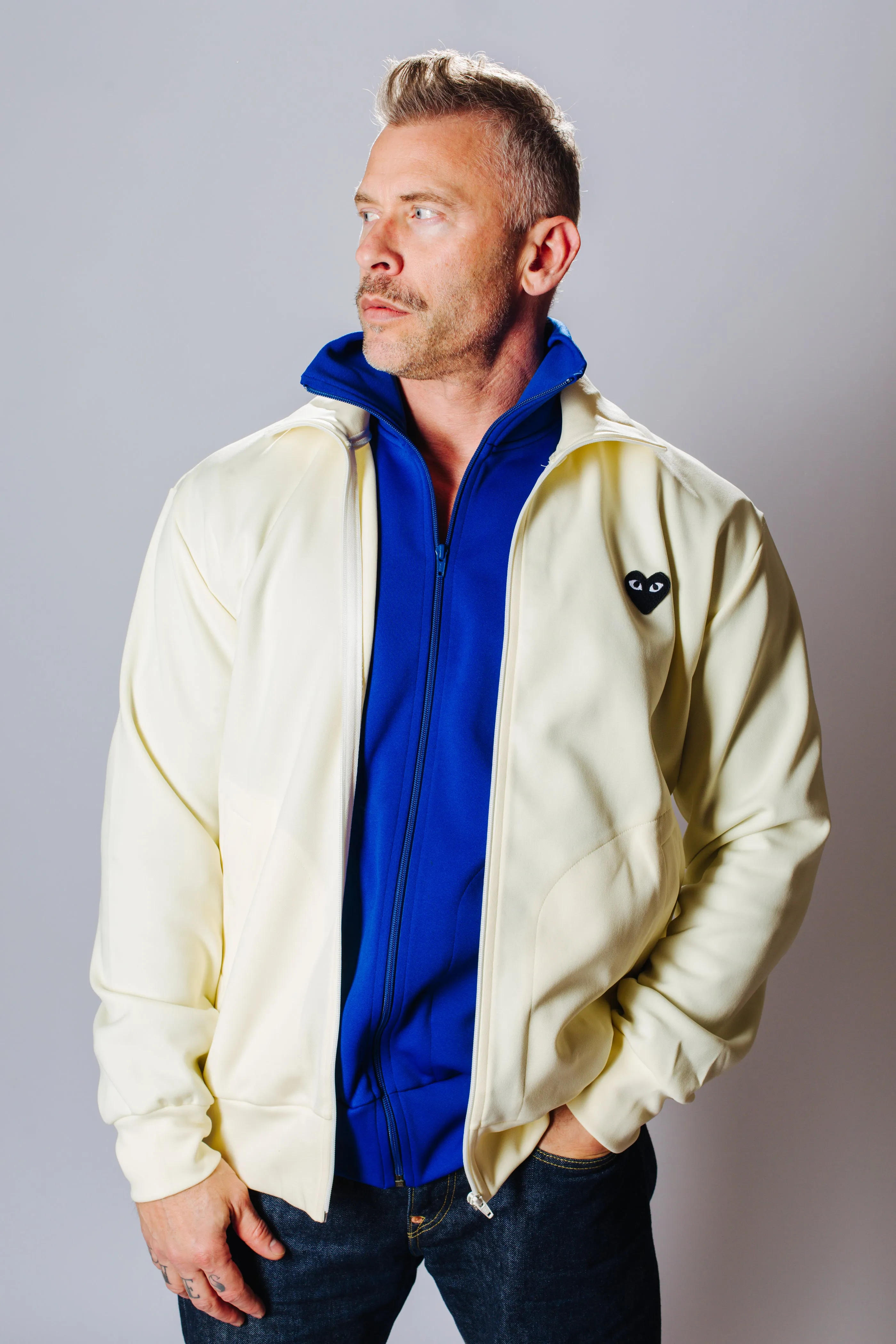 COMME des GARÇONS FULL ZIP SWEATSHIRT BEIGE