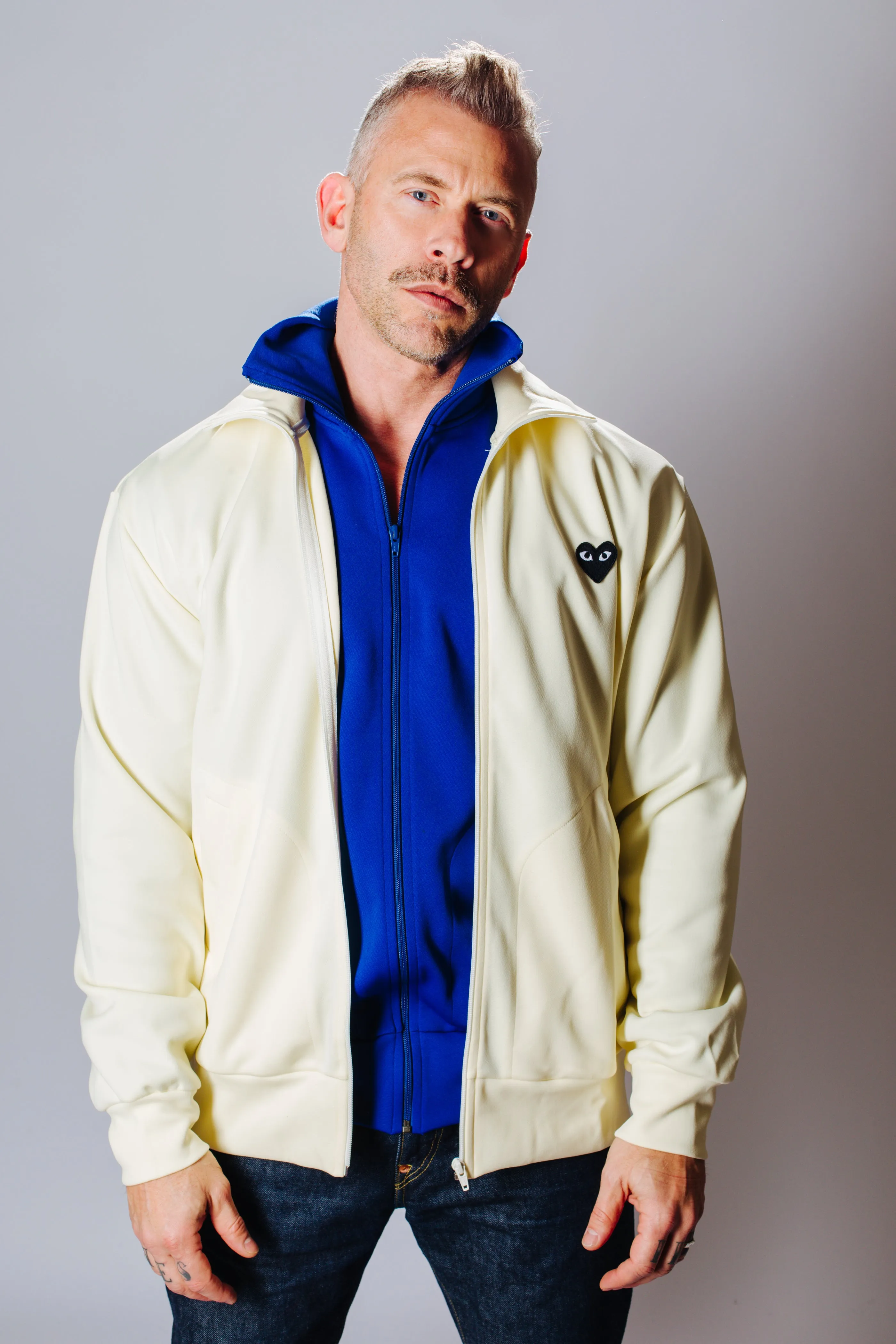 COMME des GARÇONS FULL ZIP SWEATSHIRT BEIGE