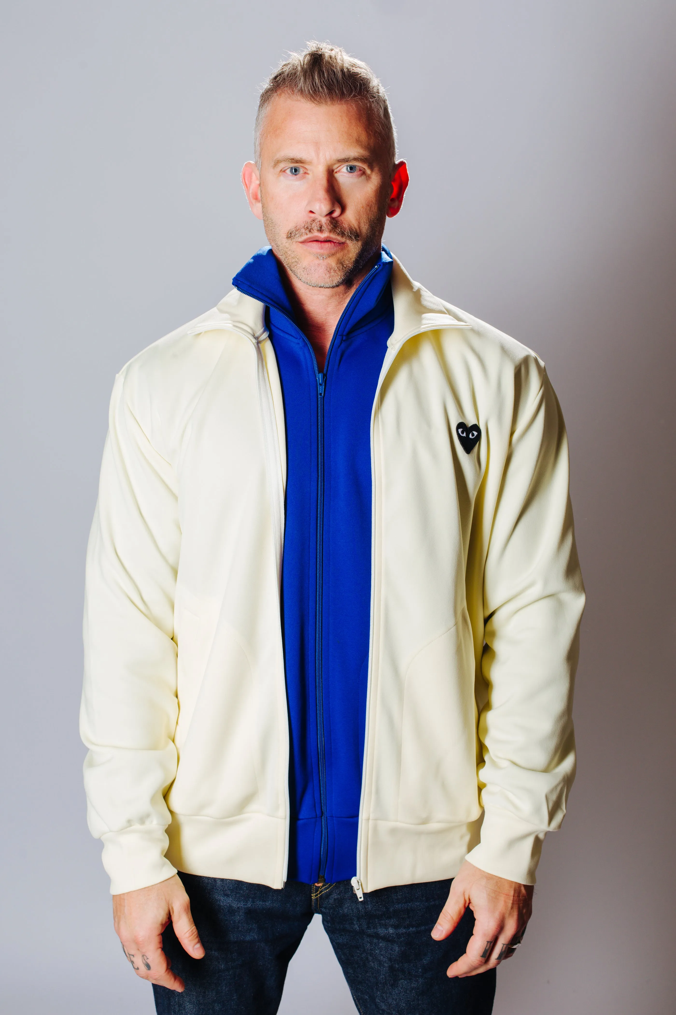 COMME des GARÇONS FULL ZIP SWEATSHIRT BEIGE