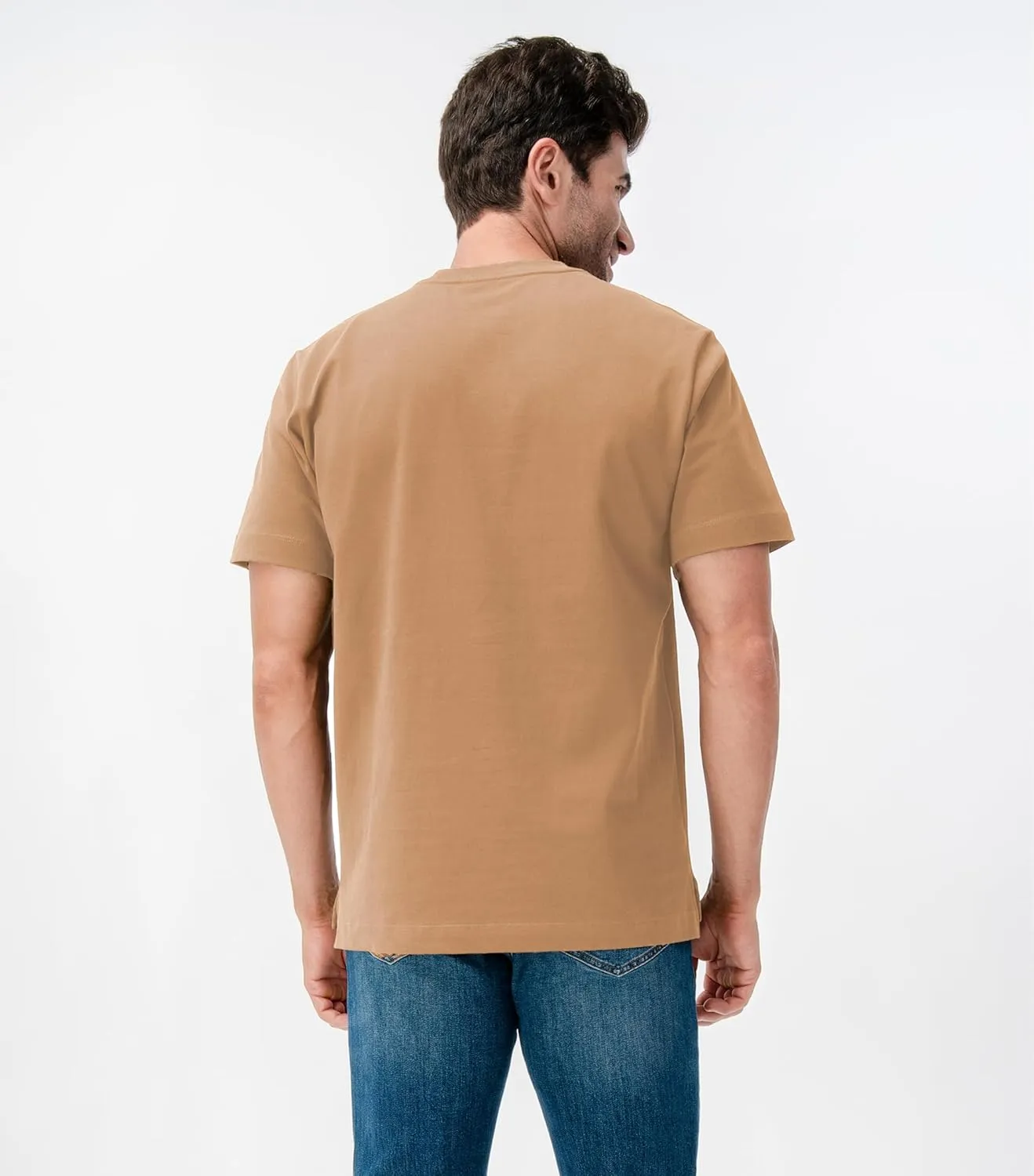 DAVID ARCHY Men's Heavyweight T-Shirt 260g Cotton Sorona Moisture-Wicking Shirts Stretch Side Slit Tees for Men 1-Pack