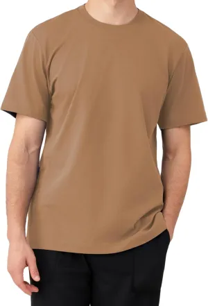 DAVID ARCHY Men's Heavyweight T-Shirt 260g Cotton Sorona Moisture-Wicking Shirts Stretch Side Slit Tees for Men 1-Pack