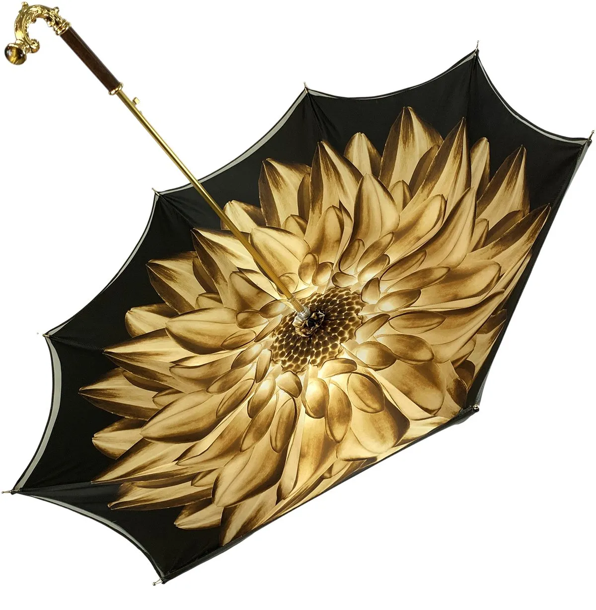 Double Cloth Gold Shaded Dahlia Umbrella