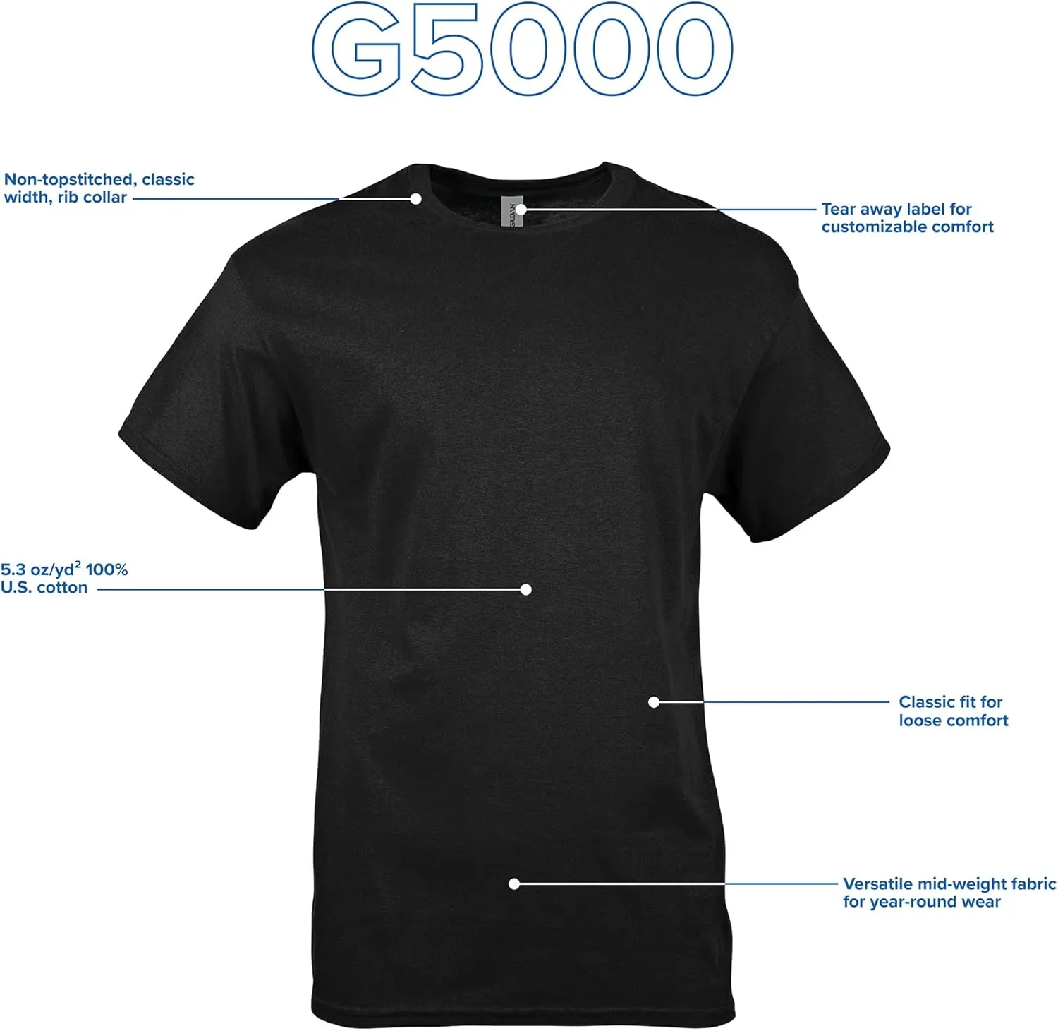 Gildan Unisex Adult Heavy Cotton T-Shirt, Style G5000, Multipack