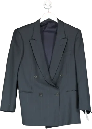 GUZMAN Blue Double Breasted Pinstripe Blazer UK M