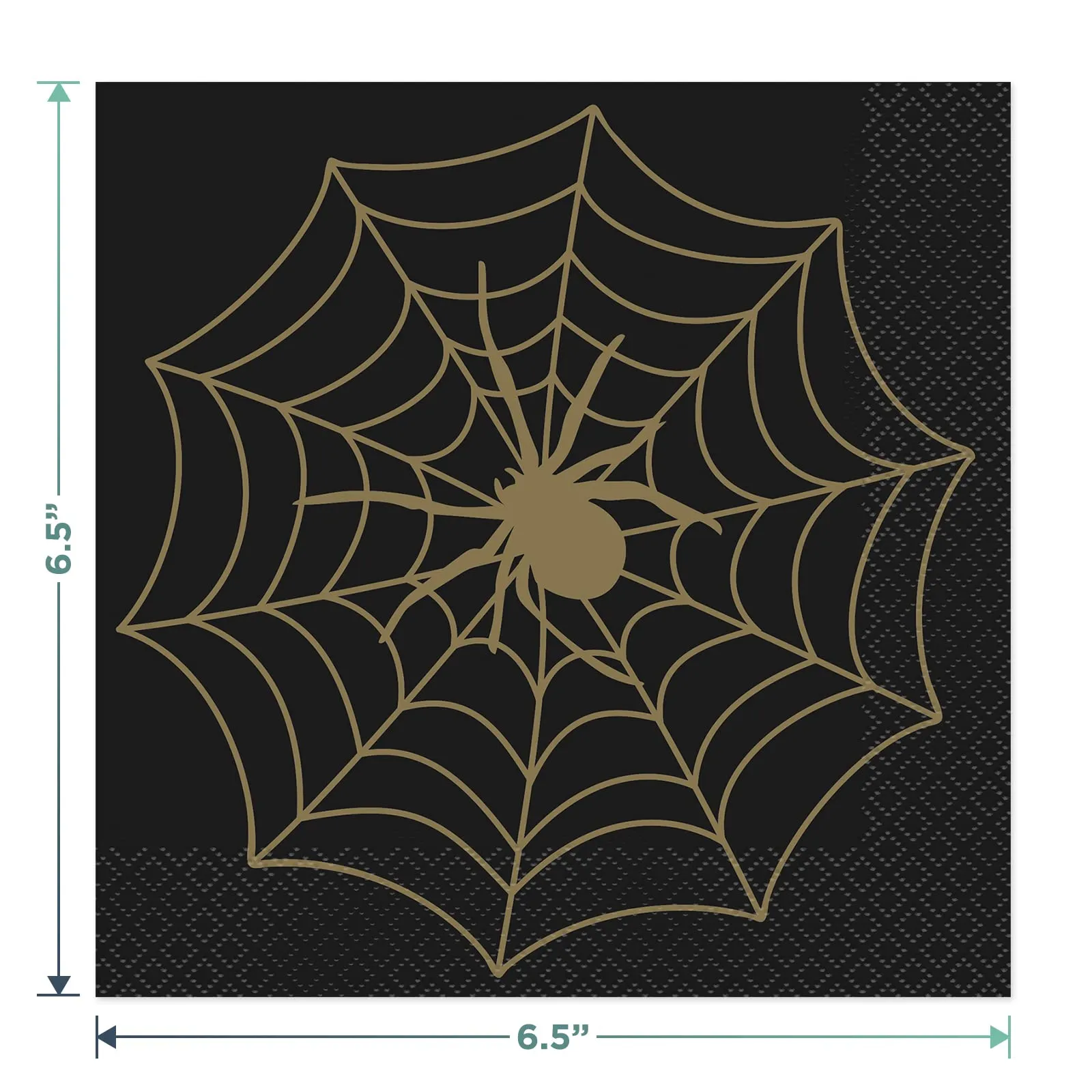 Halloween Black and Gold Spider Web Paper Dinner Plates and Lunch Napkins (Serves 16)