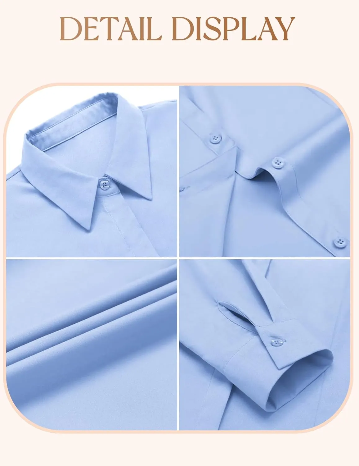 IN'VOLAND Women's Plus Size Button Down Shirts Long Sleeve Collared Casual Shirt Office Work Blouse Tops