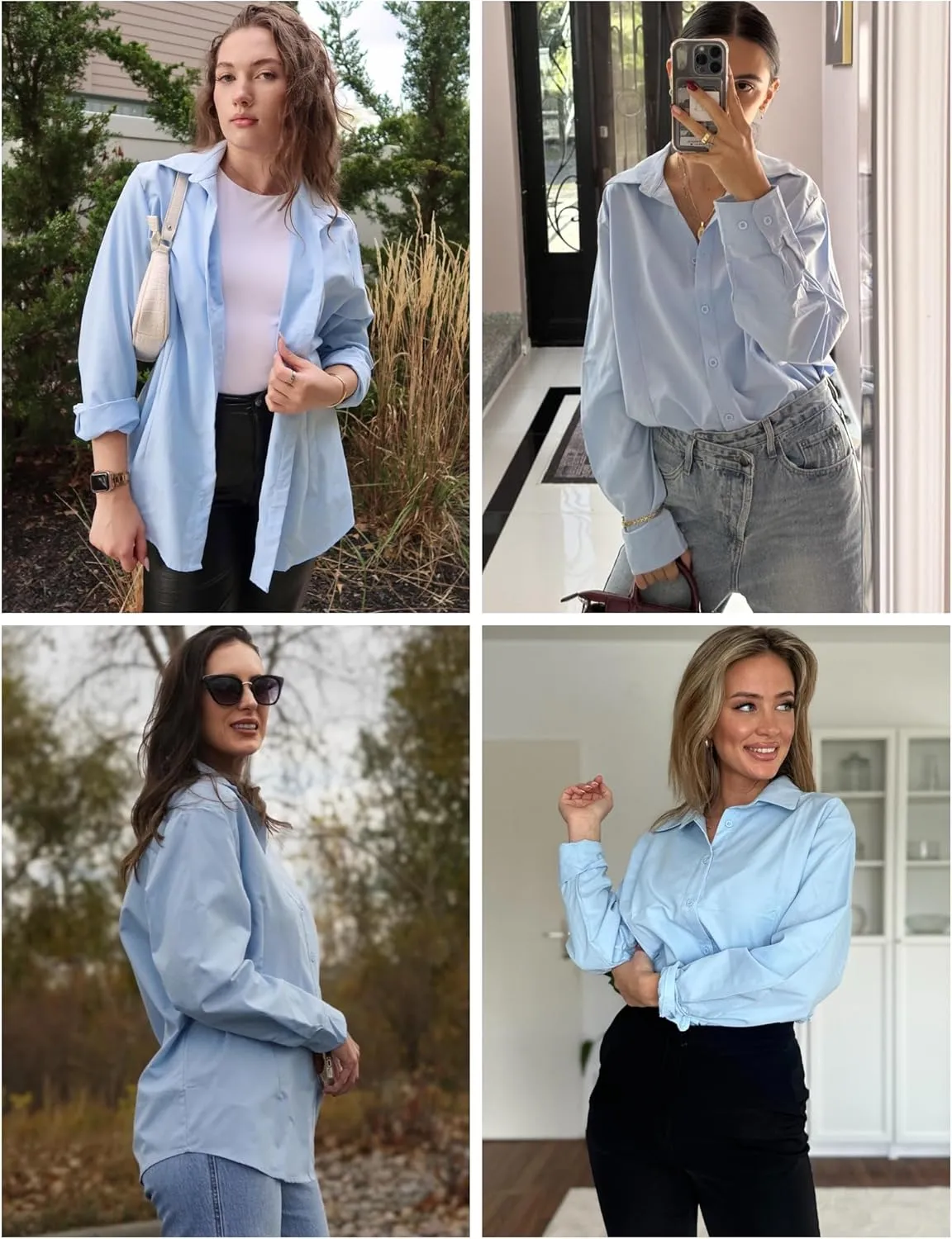 IN'VOLAND Women's Plus Size Button Down Shirts Long Sleeve Collared Casual Shirt Office Work Blouse Tops
