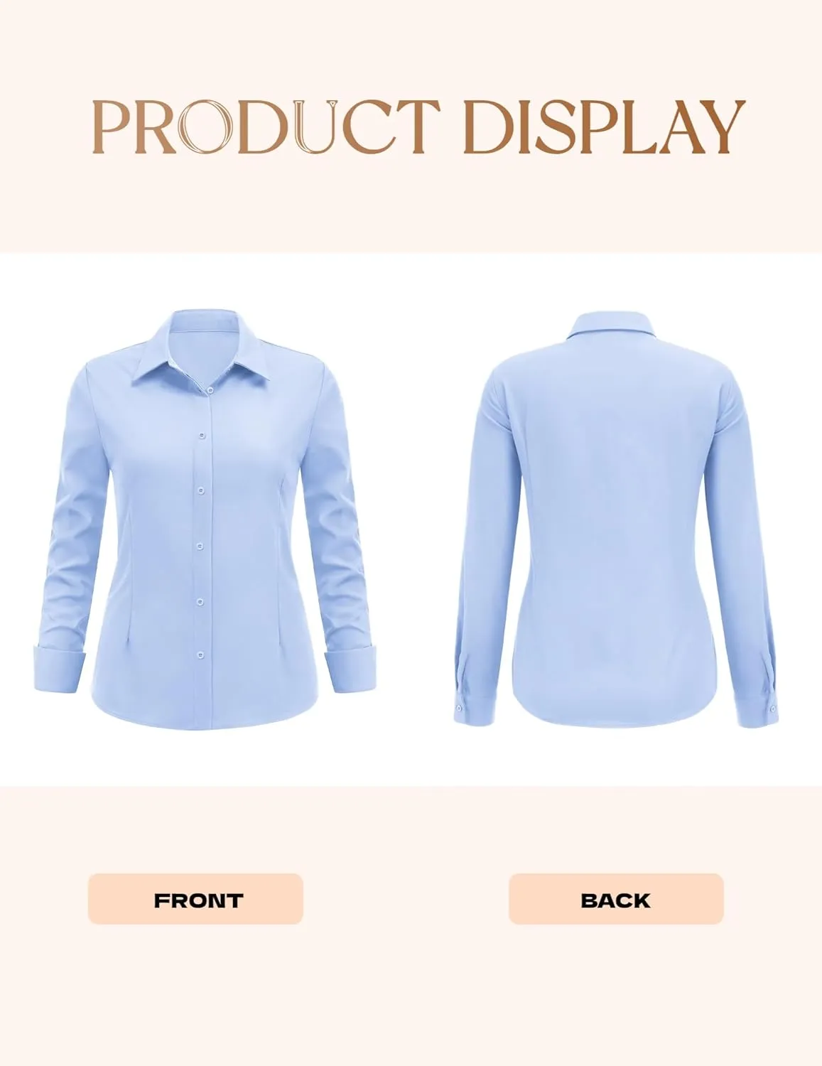 IN'VOLAND Women's Plus Size Button Down Shirts Long Sleeve Collared Casual Shirt Office Work Blouse Tops