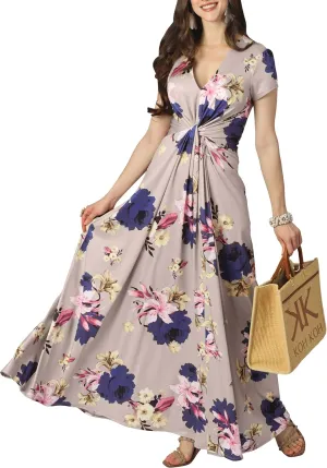 KOH KOH Womens 2025 Long Flowy Cap Sleeve Empire Waist Cocktail Maxi Dress Gown