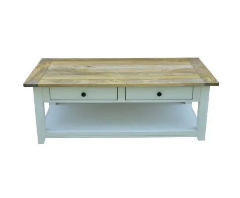 Lavasa Coffee Table 130cm 4 Drawers Solid Mango Wood Modern Farmhouse Furniture