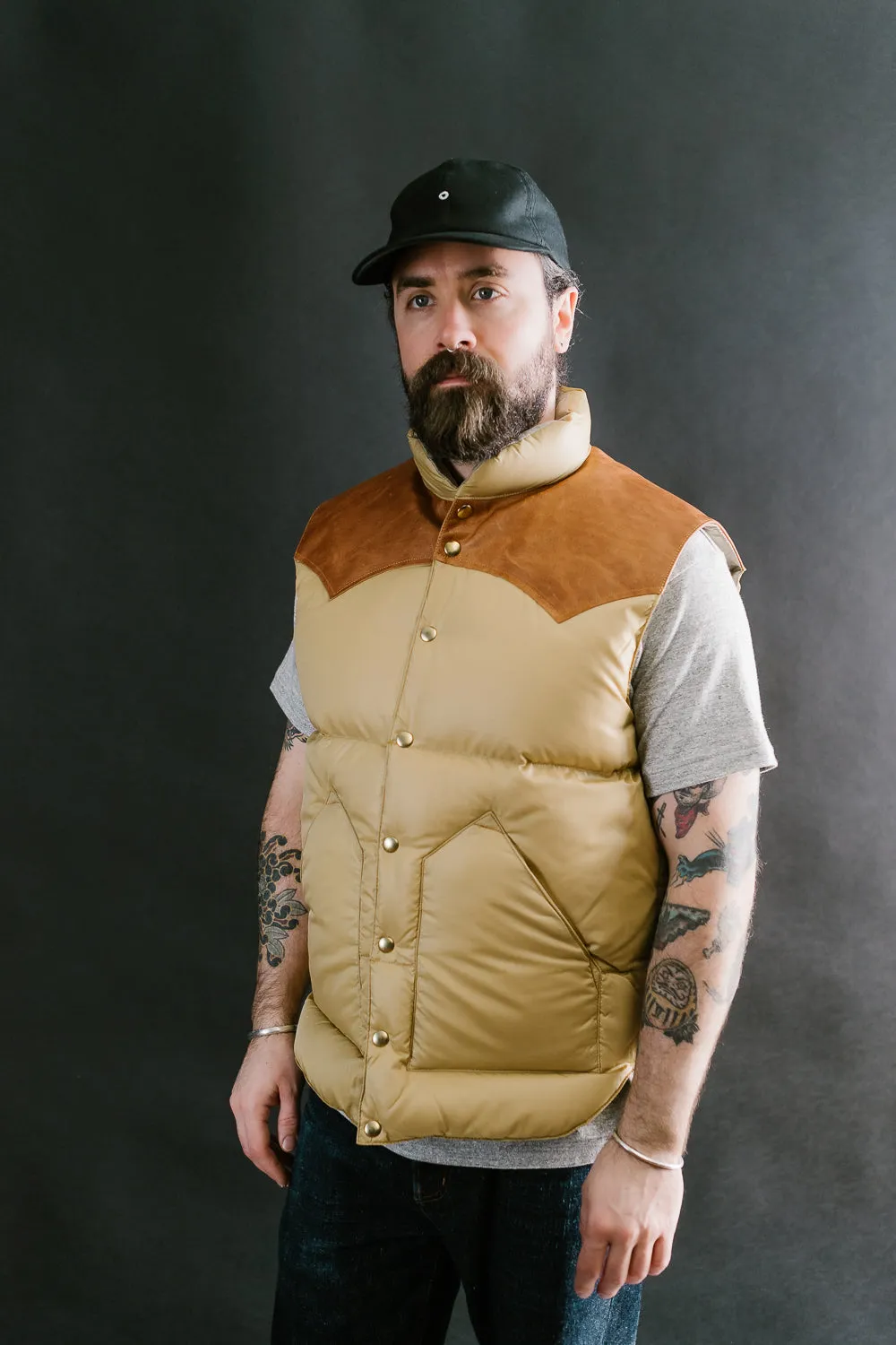 Lot 2197 - Rocky Mountain Featherbed x Warehouse Ripstop Nylon Down Vest - Beige Mustard