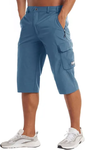 MAGCOMSEN Men's Workout Gym Shorts Quick Dry 3/4 Capri Pants Zipper Pockets Hiking Athletic Running Shorts