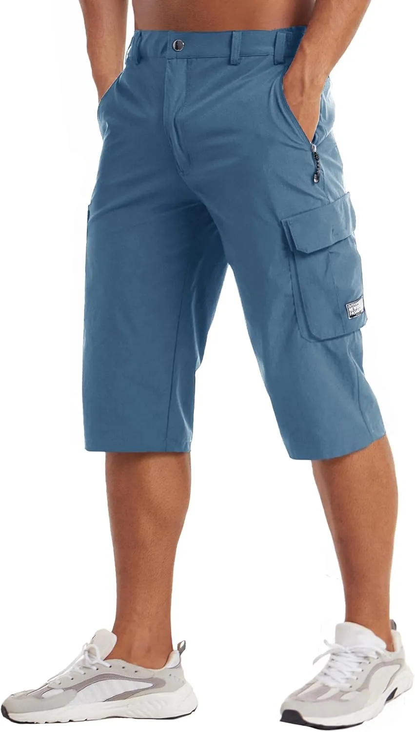 MAGCOMSEN Men's Workout Gym Shorts Quick Dry 3/4 Capri Pants Zipper Pockets Hiking Athletic Running Shorts