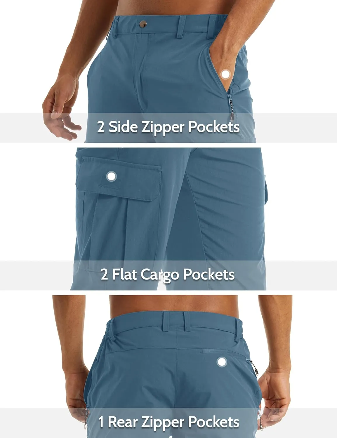 MAGCOMSEN Men's Workout Gym Shorts Quick Dry 3/4 Capri Pants Zipper Pockets Hiking Athletic Running Shorts