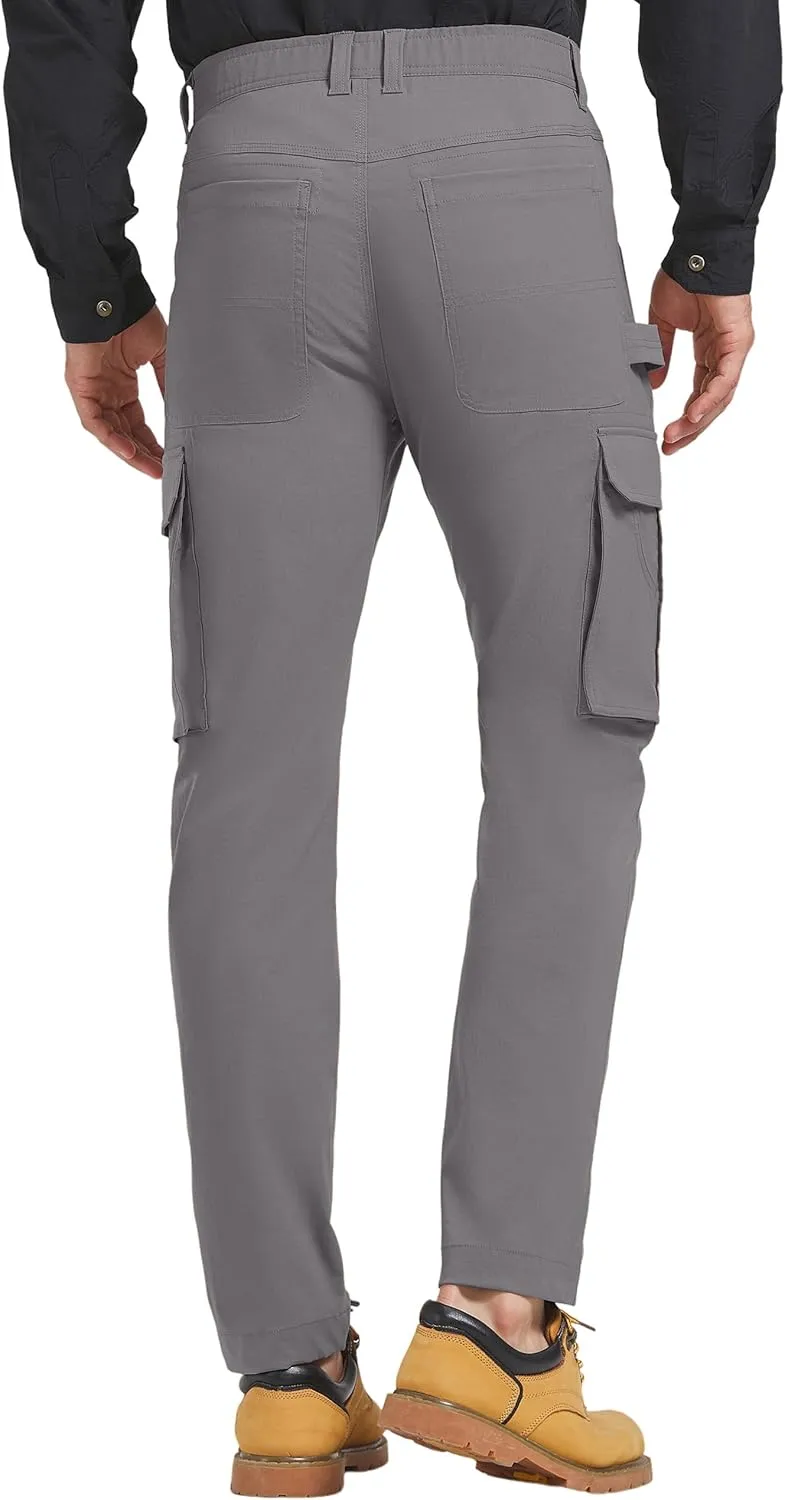 Men's Carpenter Cargo Pants Stretch Slim Fit Hiking Pants Waterproof Workout Outdoor Trousers with Pockets