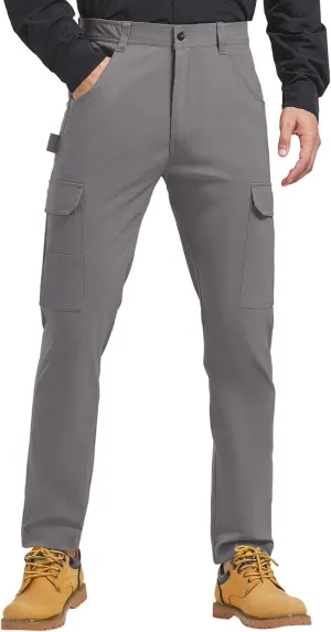 Men's Carpenter Cargo Pants Stretch Slim Fit Hiking Pants Waterproof Workout Outdoor Trousers with Pockets