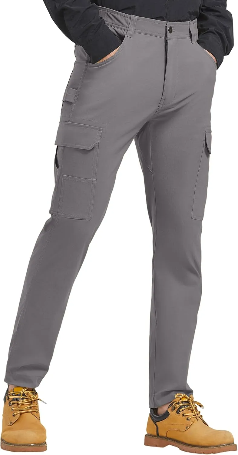 Men's Carpenter Cargo Pants Stretch Slim Fit Hiking Pants Waterproof Workout Outdoor Trousers with Pockets