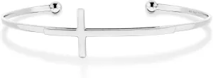 Miabella 925 Sterling Silver or 18K Gold Plated Italian Adjustable Sideways Cross Cuff Bangle Bracelet for Women 7.25-7.5 Inch, Made in Italy