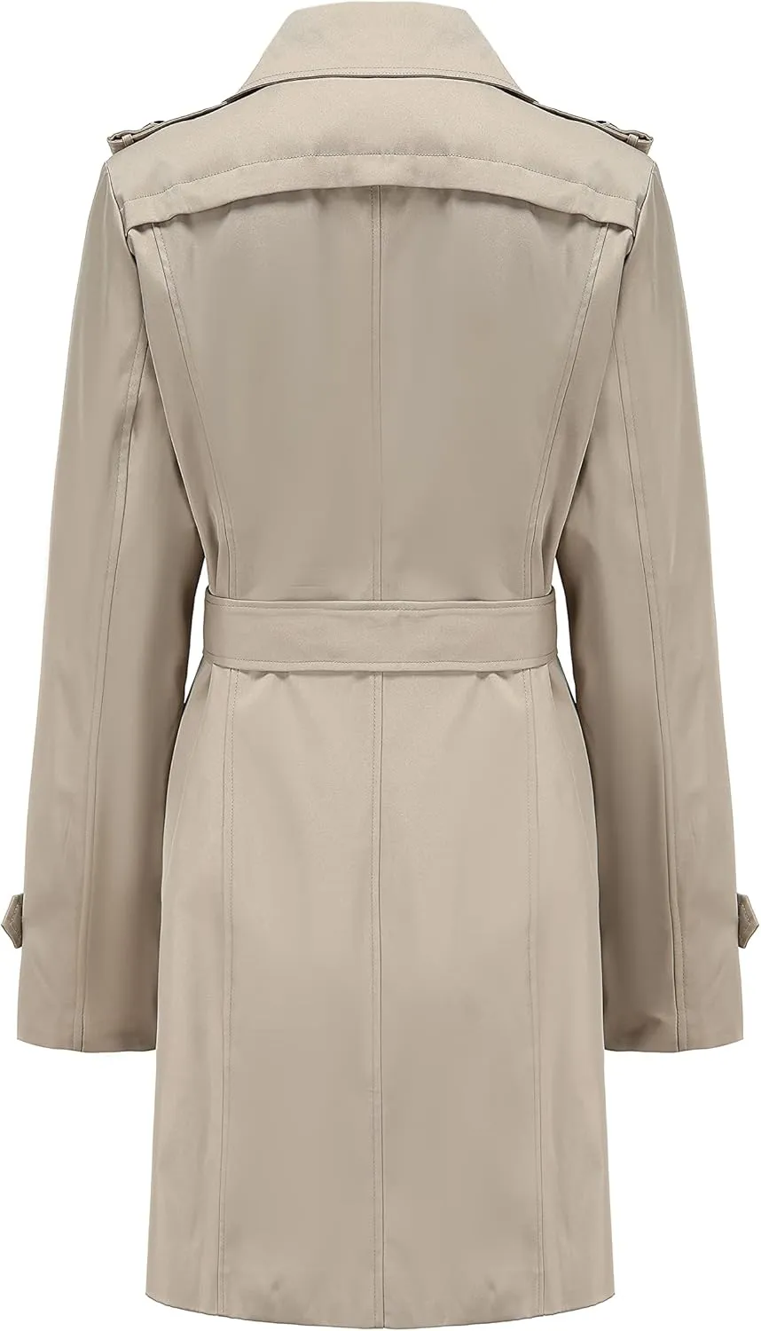 NANJUN Women's Double-Breasted Trench Coat Classic Lapel Overcoat Slim Outerwear Waterproof Coat with Belt Buckle