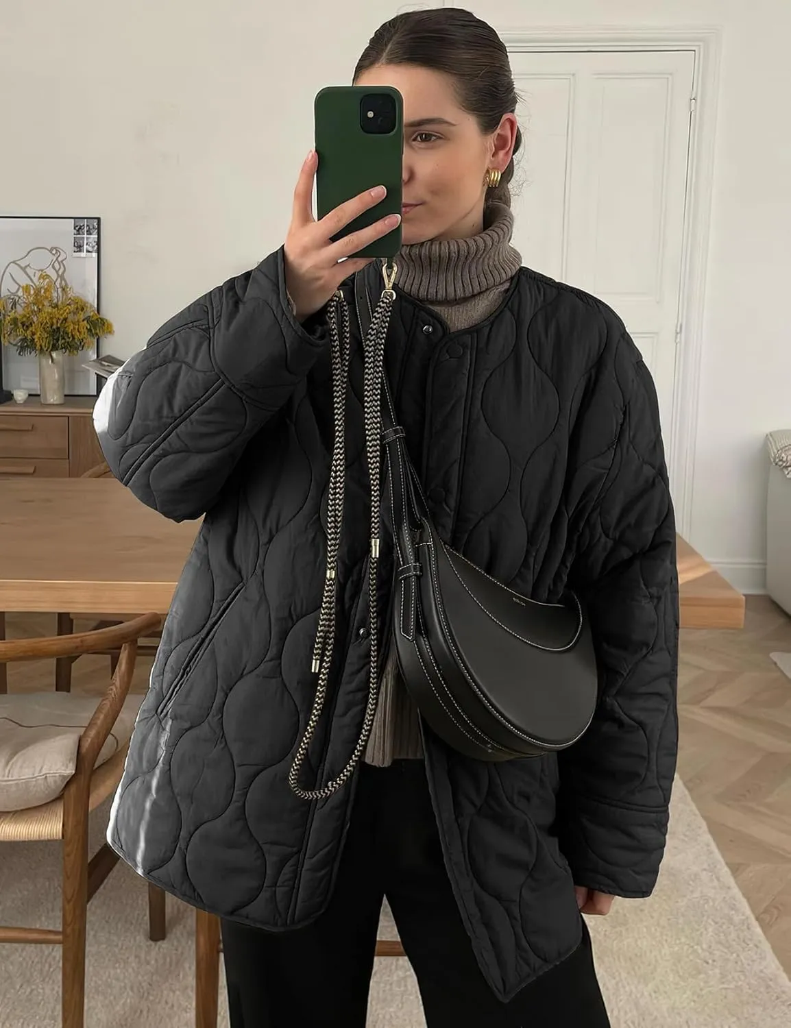 PEHMEA Women's Quilted Lightweight Jackets Button Down Puffer Jacket Coats Fashion Warm Padded Outwear with Pockets