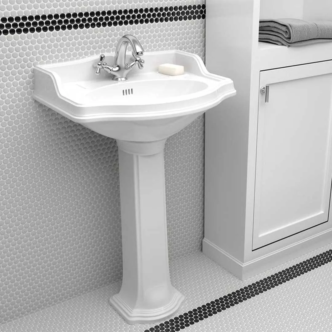 Porcelart Black Glossy, Penny Round Mosaic - Porcelain Tile
