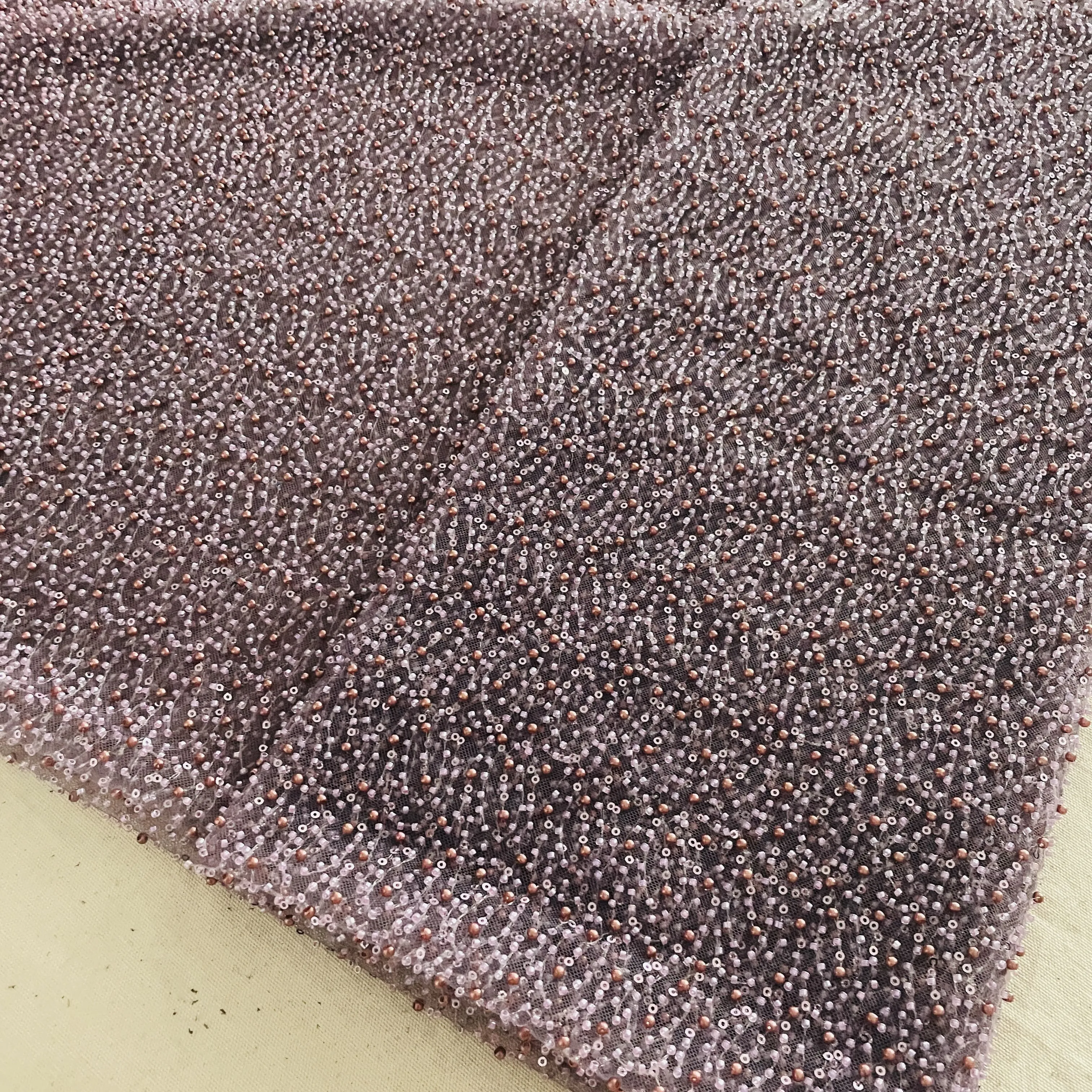 Premium Purple Pearl CutDana Embroidery Power Net Fabric