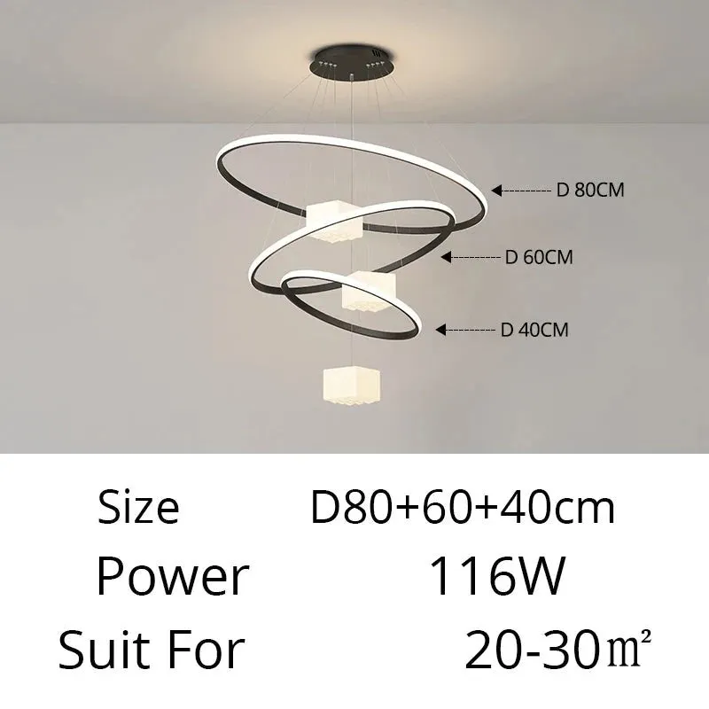 QIYI Korkie White Black Modern LED Chandelier