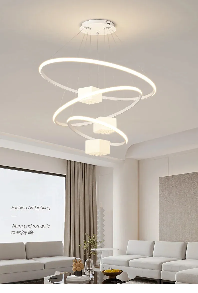 QIYI Korkie White Black Modern LED Chandelier