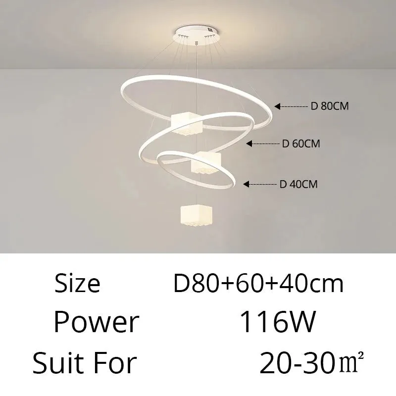 QIYI Korkie White Black Modern LED Chandelier