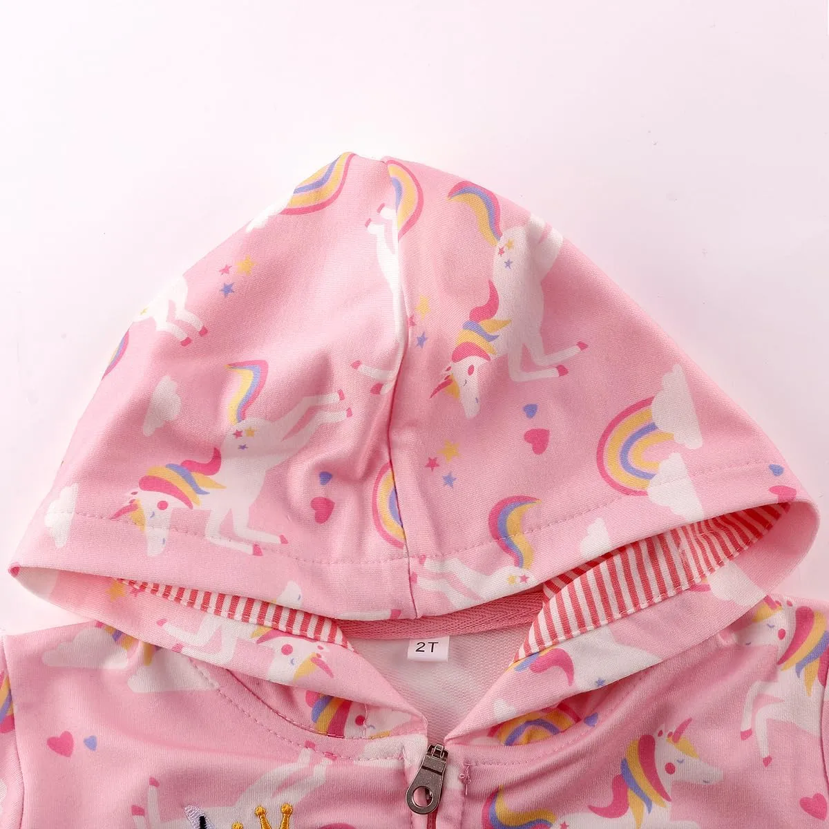 RETSUGO Girls Zip Up Hoodie Jacket Toddler Unicorn Rainbow Sweatshirt Kids Hooded Coat Casual Outerwear Size 2-7 Years