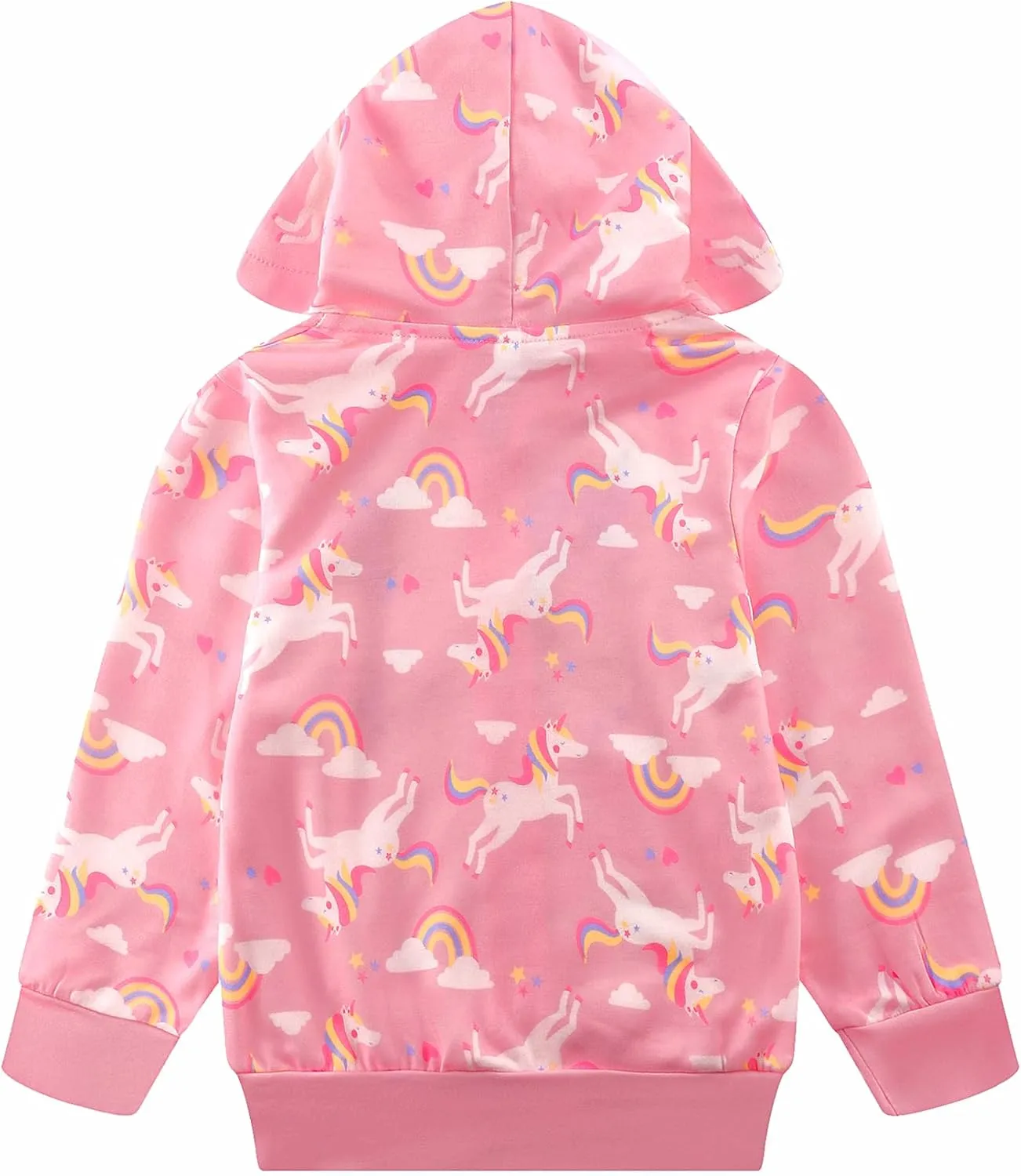 RETSUGO Girls Zip Up Hoodie Jacket Toddler Unicorn Rainbow Sweatshirt Kids Hooded Coat Casual Outerwear Size 2-7 Years