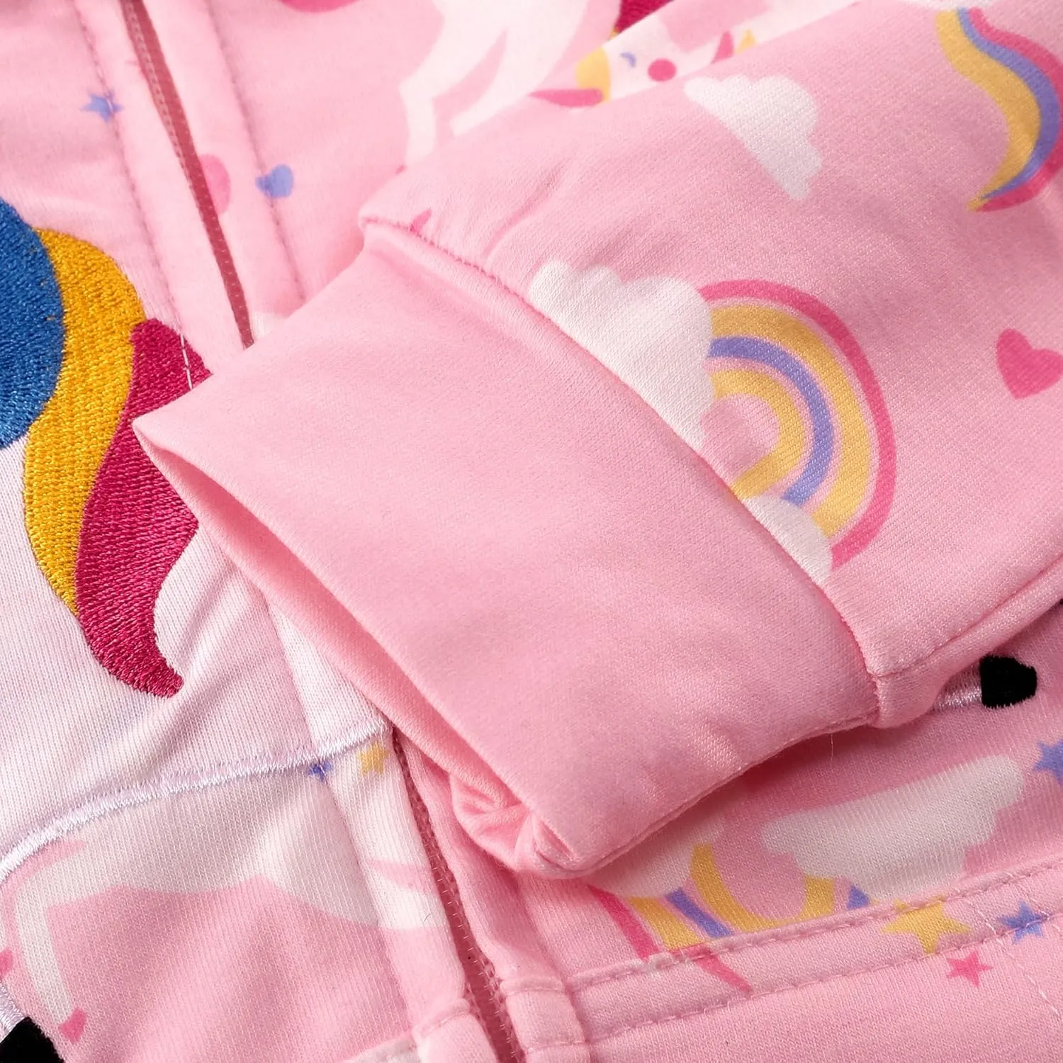 RETSUGO Girls Zip Up Hoodie Jacket Toddler Unicorn Rainbow Sweatshirt Kids Hooded Coat Casual Outerwear Size 2-7 Years
