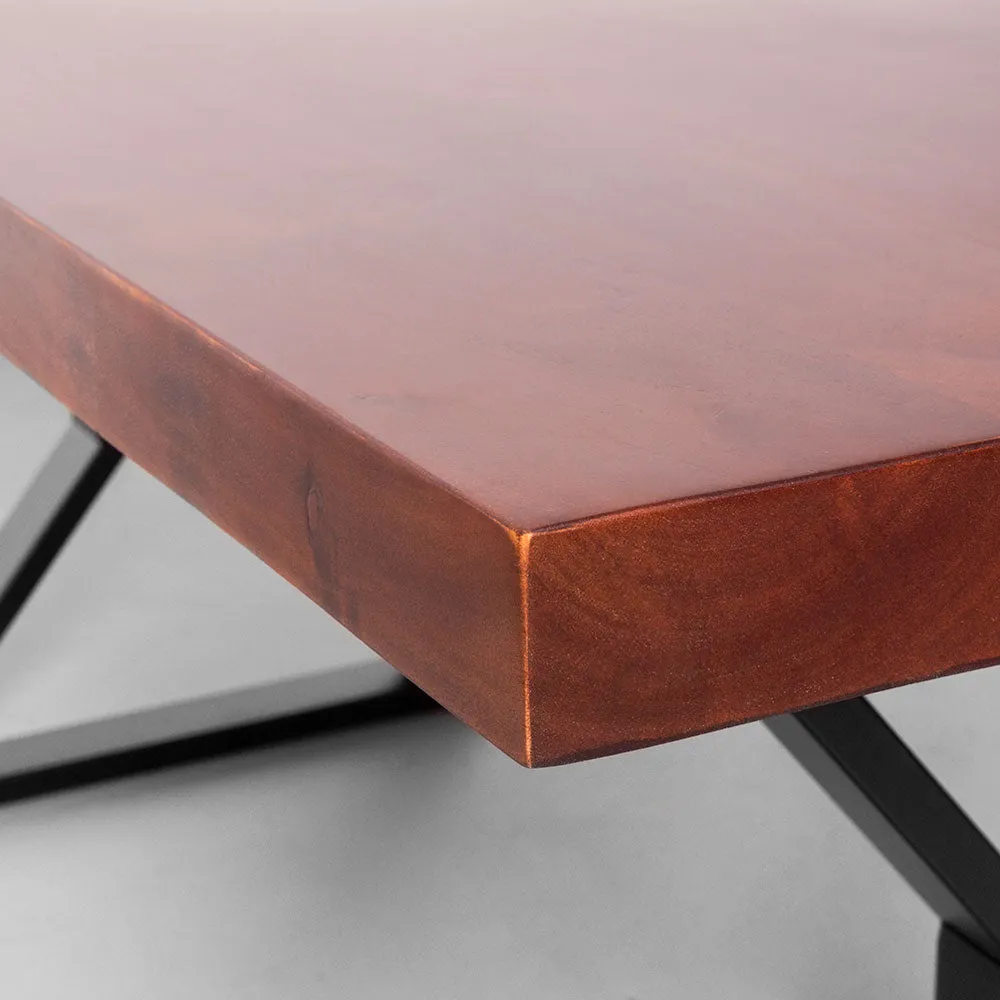 Straight Cut Acacia Dining Table With Black X Legs/Honey Walnut