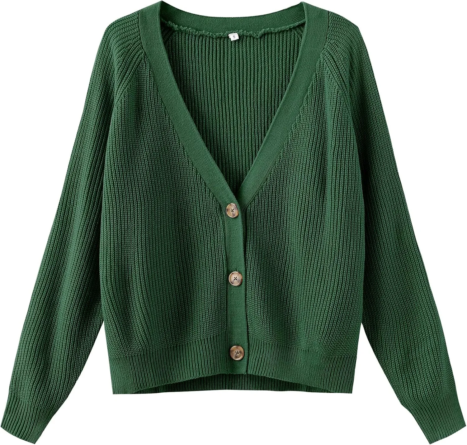 TASAMO Women's Long Sleeve Knit Sweater Open Front Cardigan Button Loose Outerwear