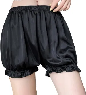 Women's Half Slip Shorts for Under Dress Satin Bloomers Shorts Elastic Waistband Panties