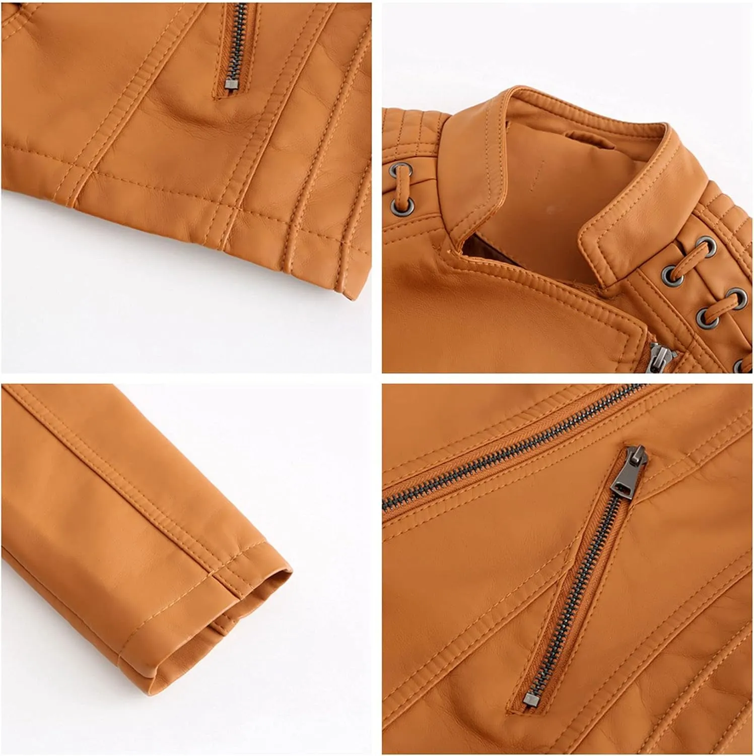 Womens Ladies Faux Leather Zipper Punk PU Slim Motorcycle Biker Short Jacket Coat