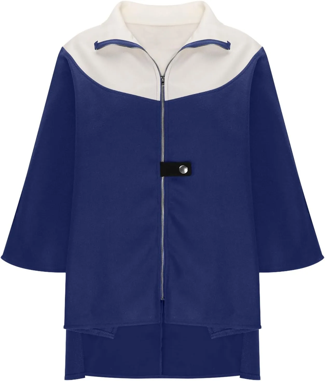 XUNRYAN Womens Winter Fall Cape Coat No Hood Cloak Midi Long Trench Coat Faux-Wool- Blend Zip Up Jackets Fashion Outerwear
